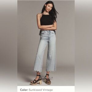 NWT ANTHROPOLOGIE Pistola Lana High Rise Crop Wide Leg Jeans Size 28